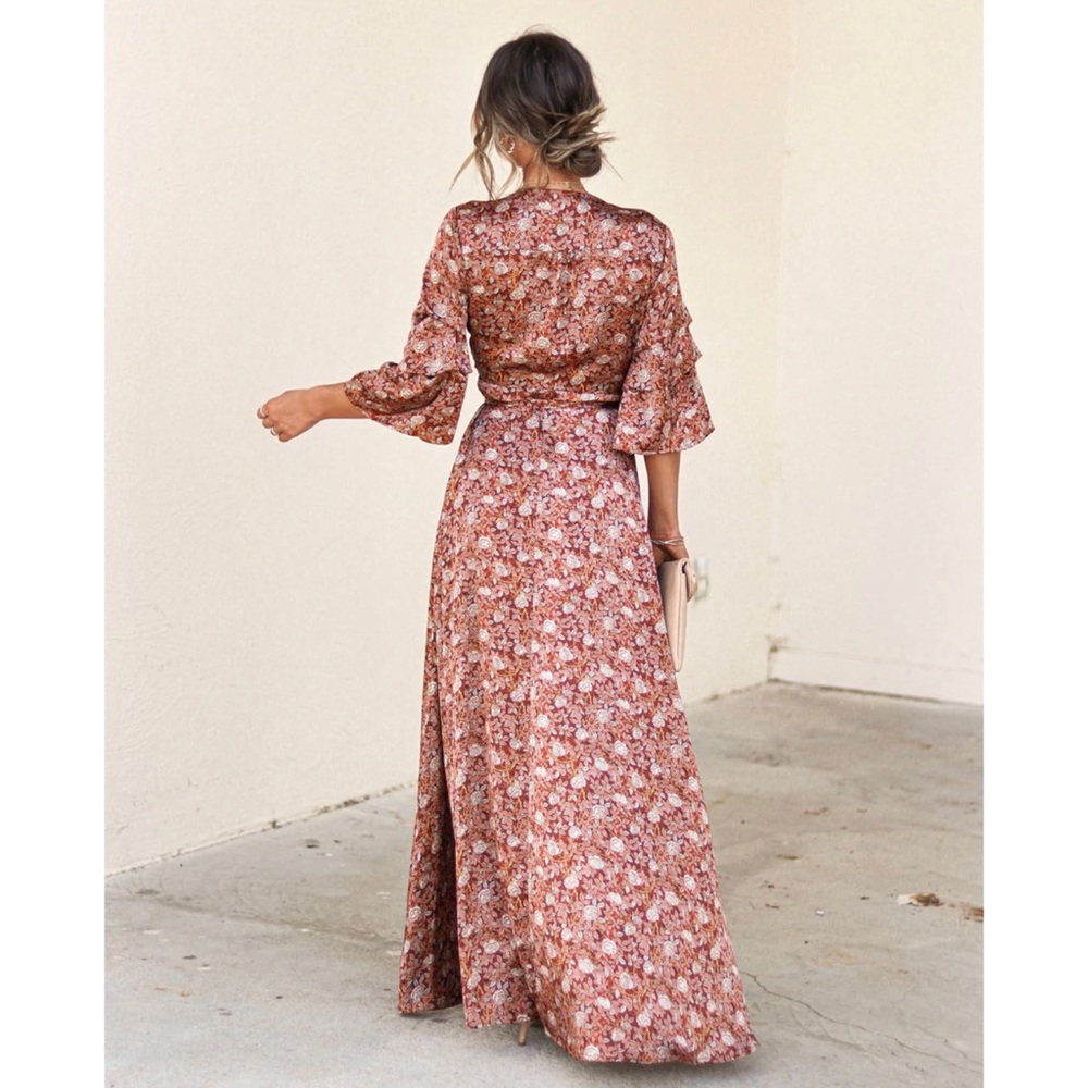 Satin floral maxi dress - Picture 4 of 4